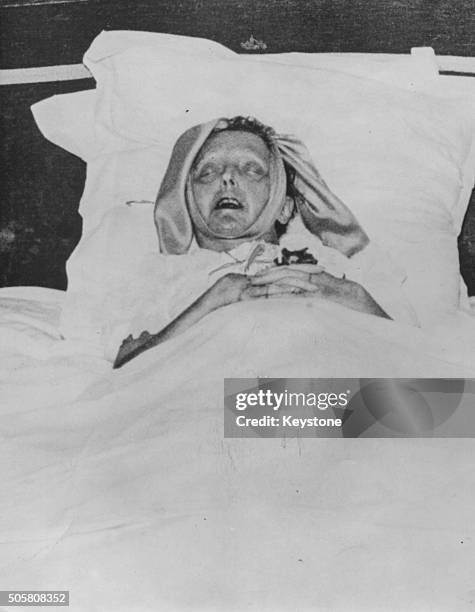 Singer Edith Piaf pictured on her death bed, at her flat in Paris, October 1963.