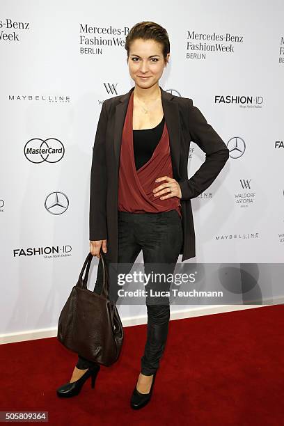 Henriette Richter-Hoehl attends the Minx by Eva Lutz show during the Mercedes-Benz Fashion Week Berlin Autumn/Winter 2016 at Brandenburg Gate on...