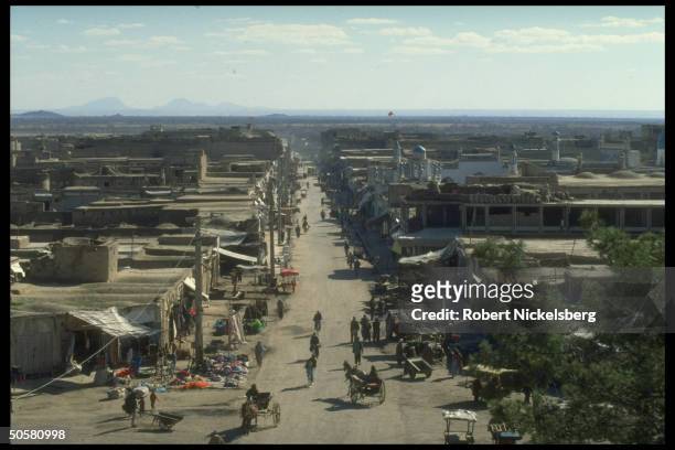 Bustling market area in war torn city largely destroyed in 10 yrs. Of Mujahedeen vs. Govt. Fighting, now enjoying fragile peace.