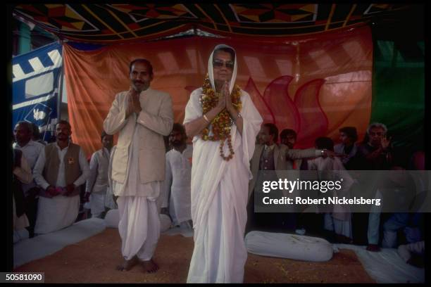 Bharatiya Janata Party member of Parliament Maharani of Gwalior Vijayaraje Scindia campaigning for BJP assembly cands.; Gwalior, Madhya Pradesh...