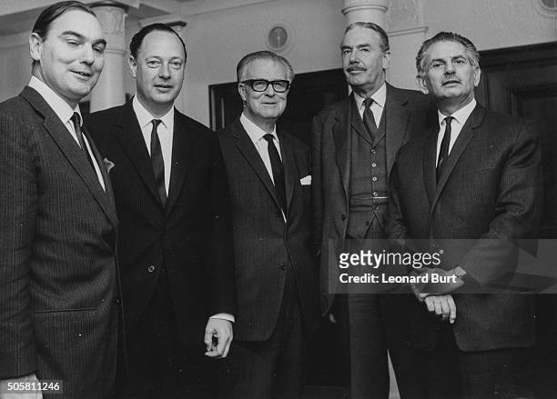 Members of the National Steel Corporation at its first meeting; Peter Parker, Julian Mond, Sir Cyril Musgrave, Michael Milne-Watson and H Finniston,...