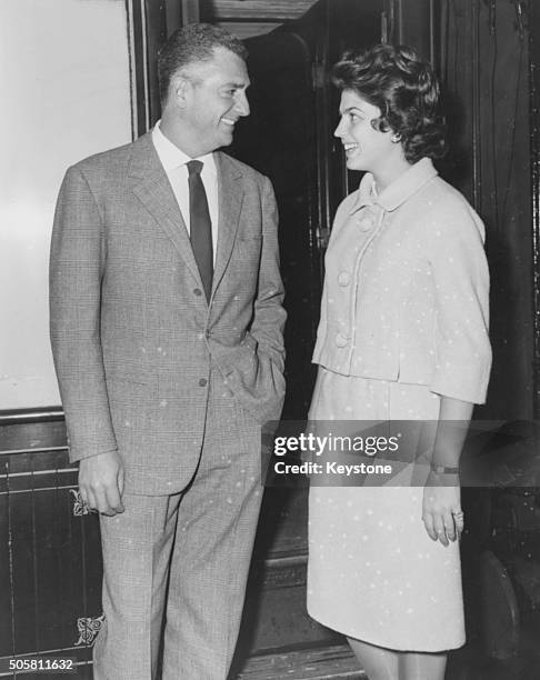 Socialite Princess Ira Von Furstenberg and her husband Francisco 'baby' Pignatari pictured at Waterloo Station on their way to to New York via...