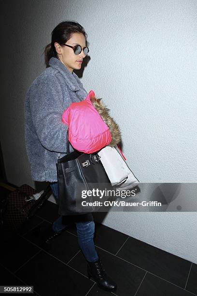 Alessandra Ambrosio is seen at LAX on January 19, 2016 in Los Angeles, California.