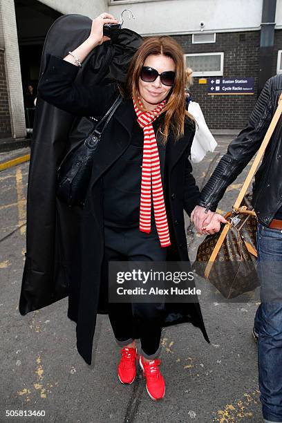 Alison King seen arriving at Euston Station ahead of the National Television Awards on January 20, 2016 in London, England.