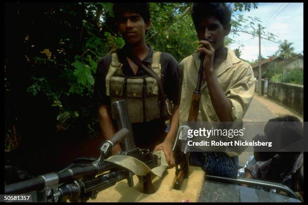 Young LTTE - Liberation Tigers of Tamil Eelam, , fighters atop truck, .