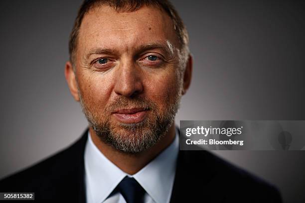 Oleg Deripaska, billionaire and president of United Co. Rusal, poses for a photograph following a Bloomberg Television interview in Davos,...