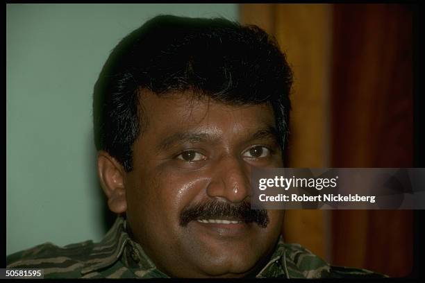 Liberation Tigers of Tamil Eelam - rebel leader Velupillai Prabhakaran during TIME interview, in northern jungles of Sri Lanka.