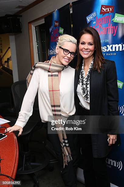 Jenny McCarthy and Brooke Burke-Charvet visit at SiriusXM Studios on January 20, 2016 in New York City.