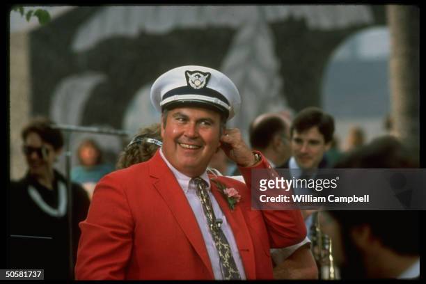 Weatherman Willard Scott looking playful during the filming of NBC Today Show.