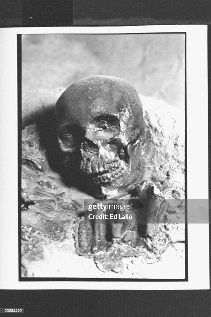Closeup of ancient Indian skeleton at Sa
