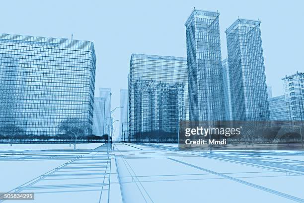 wireframe buildings plan - business stock illustrations