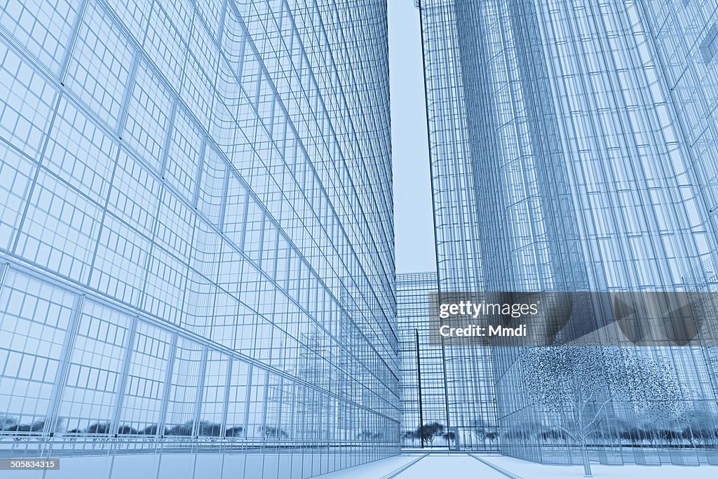 Wireframe Buildings Plan High-Res Vector Graphic - Getty Images