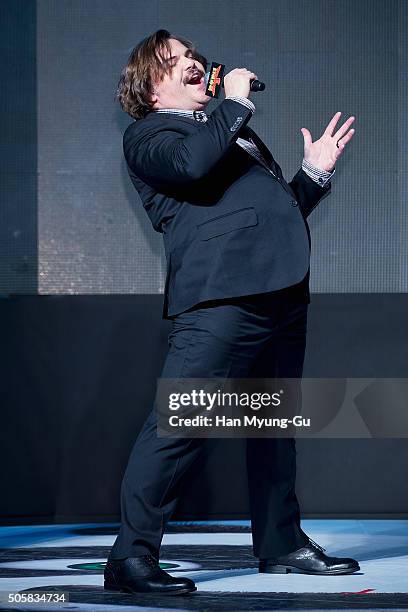 Actor Jack Black attends the premiere for 'Kung Fu Panda 3' on January 20, 2016 in Seoul, South Korea. Jack Black and Jennifer Yuh are visiting South...