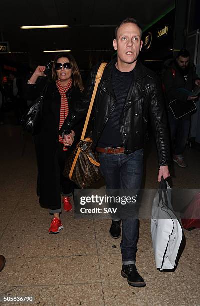 Alison King and Antony Cotton arrive at Euston Station on January 20, 2016 in London, England.