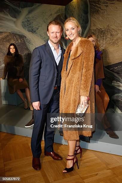 Valentin von Arnim and Petra Winter and a guest attend 'Der Berliner Mode Salon' Group Presentation during the Mercedes-Benz Fashion Week Berlin...