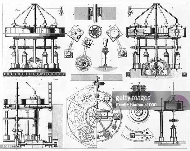american grinding mill engraving - grind stock illustrations