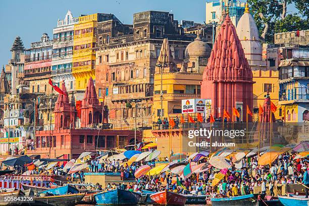 view of varanasi india - uttar pradesh stockfoto's en -beelden