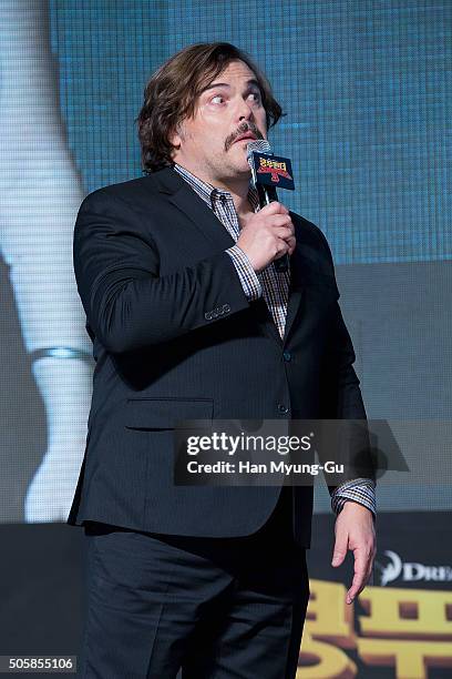 Actor Jack Black attends the premiere for 'Kung Fu Panda 3' on January 20, 2016 in Seoul, South Korea. Jack Black and Jennifer Yuh are visiting South...