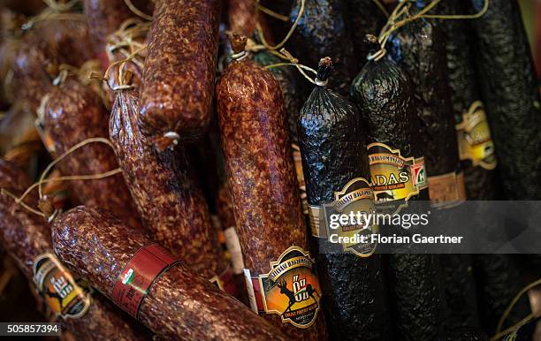 Salami is offered on January 19, 2016 in Berlin, Germany.