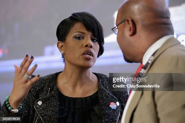 Baltimore Mayor Stephanie Rawlings-Blake talks with former Philadelphia Mayor Michael Nutter during the U.S. Conference of Mayors 84th Winter Meeting...