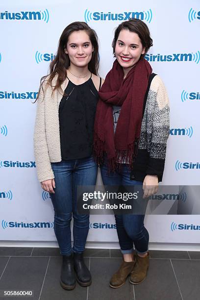 Sisters Lily Jurkiewicz and Madeleine Jurkiewicz of th folk pop band, "Lily and Madeleine" visit at SiriusXM Studios on January 20, 2016 in New York...