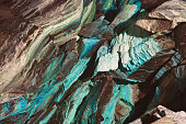 Abstract texture of oxidated copper in the copper mine.