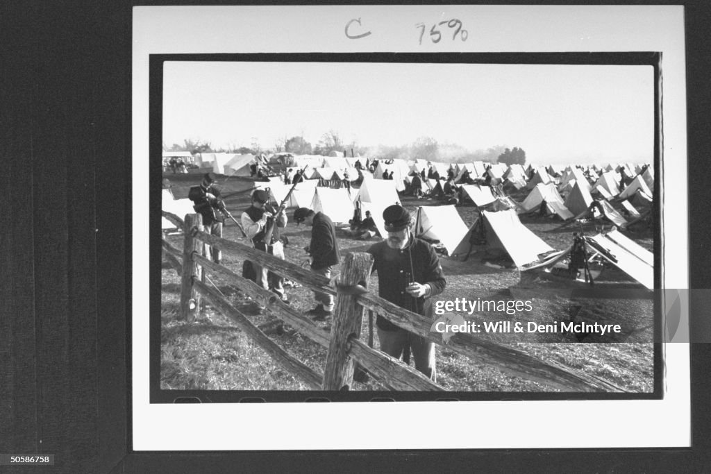 Rows and rows of tents and Yankee soldie