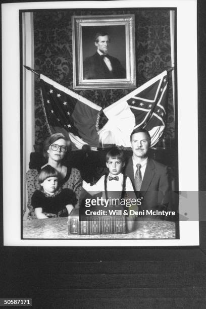 Descendents of Jefferson Davis, Pres. Of the Confederacy, Bertram Hayes-Davis w his family wife Carol Ann & their kids Joel Addison & Sarah Taylor;...