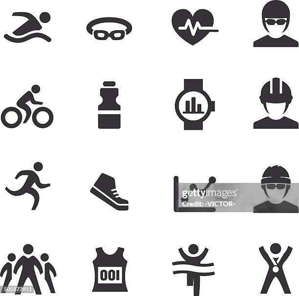 triathlon icons - acme series - swimming goggles stock illustrations