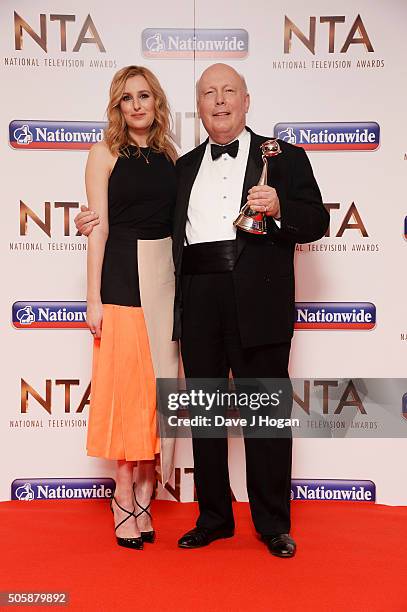 Julian Fellowes and Laura Carmichael, of Downton Abbey, holding the award for Drama, attend the 21st National Television Awards at The O2 Arena on...