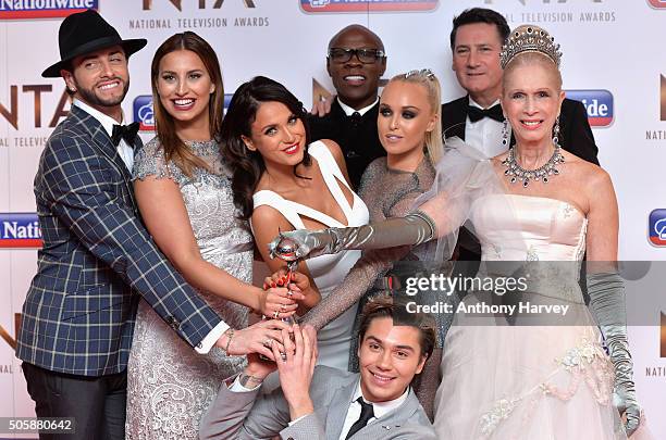 Brian Friedman, Ferne McCann, Vicky Pattison, Chris Eubank, Jorgie Porter, George Shelley, Tony Hadleu and Lady Colin Campbell pose with their award...