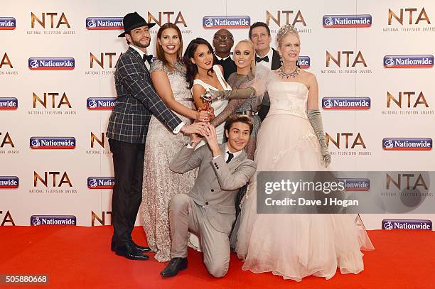 The cast of I'm a Celebirty accepts the award for Entertainment Programme during the 21st National Television Awards at The O2 Arena on January 20,...