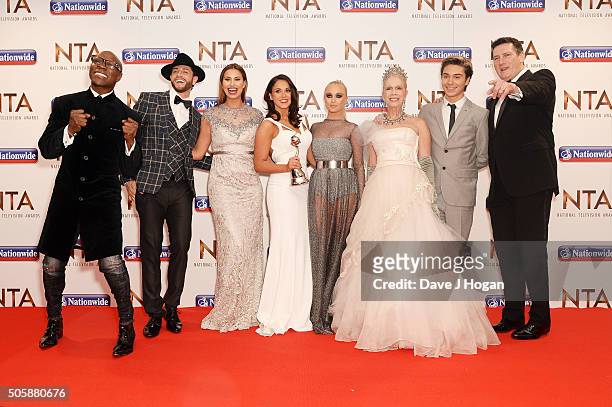 The cast of I'm a Celebirty accepts the award for Entertainment Programme during the 21st National Television Awards at The O2 Arena on January 20,...