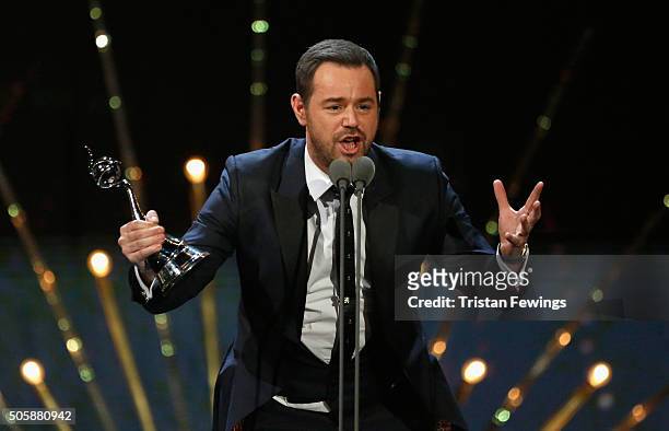 Danny Dyer wins the award for Best Serial Drama Performance at the 21st National Television Awards at The O2 Arena on January 20, 2016 in London,...