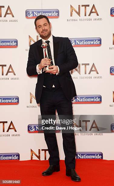 Danny Dyer, with the award for Serial Drama Performance, attends the 21st National Television Awards at The O2 Arena on January 20, 2016 in London,...