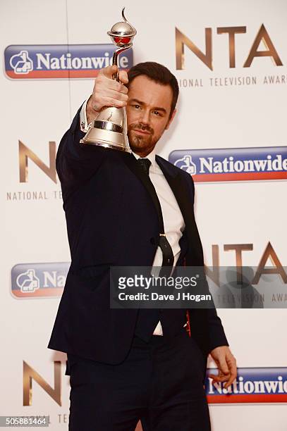 Danny Dyer, with the award for Serial Drama Performance, attends the 21st National Television Awards at The O2 Arena on January 20, 2016 in London,...