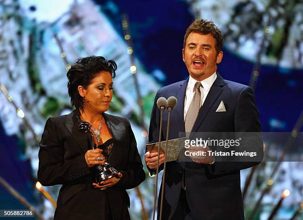 Jessie Wallace and Shane Richie present the award for Best Comedy at the 21st National Television Awards at The O2 Arena on January 20, 2016 in...