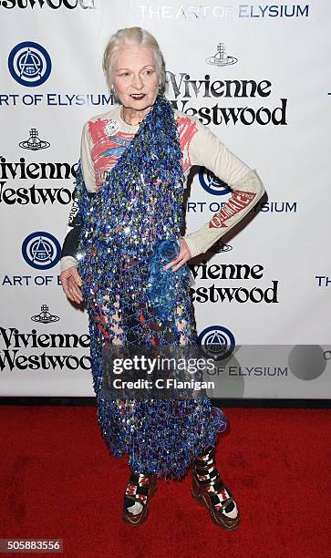 Vivienne Westwood attends the Art of Elysium 2016 HEAVEN Gala presented by Vivienne Westwood & Andreas Kronthaler at 3LABS on January 9, 2016 in...