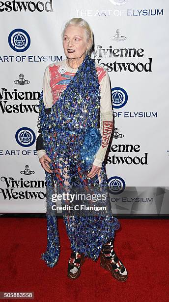 Vivienne Westwood attends the Art of Elysium 2016 HEAVEN Gala presented by Vivienne Westwood & Andreas Kronthaler at 3LABS on January 9, 2016 in...