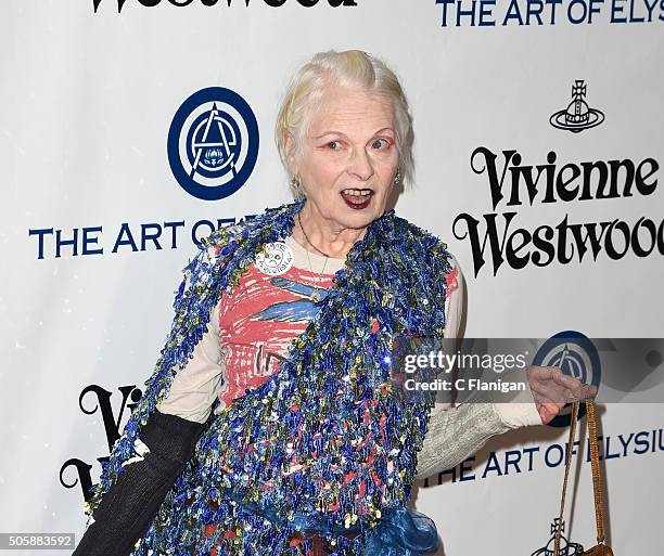 Vivienne Westwood attends the Art of Elysium 2016 HEAVEN Gala presented by Vivienne Westwood & Andreas Kronthaler at 3LABS on January 9, 2016 in...