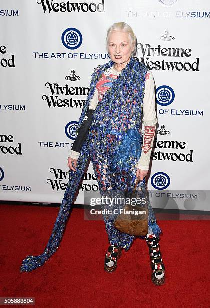 Vivienne Westwood attends the Art of Elysium 2016 HEAVEN Gala presented by Vivienne Westwood & Andreas Kronthaler at 3LABS on January 9, 2016 in...