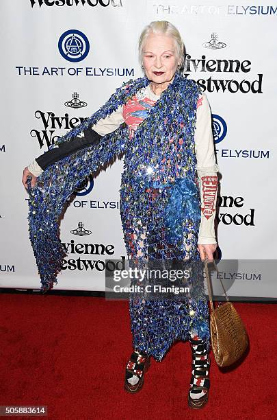 Vivienne Westwood attends the Art of Elysium 2016 HEAVEN Gala presented by Vivienne Westwood & Andreas Kronthaler at 3LABS on January 9, 2016 in...