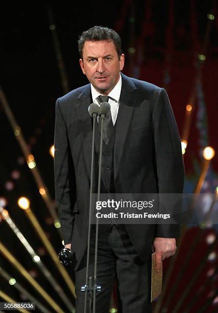 Lee Mack presents the award for Best Entertainment Programme at the 21st National Television Awards at The O2 Arena on January 20, 2016 in London,...