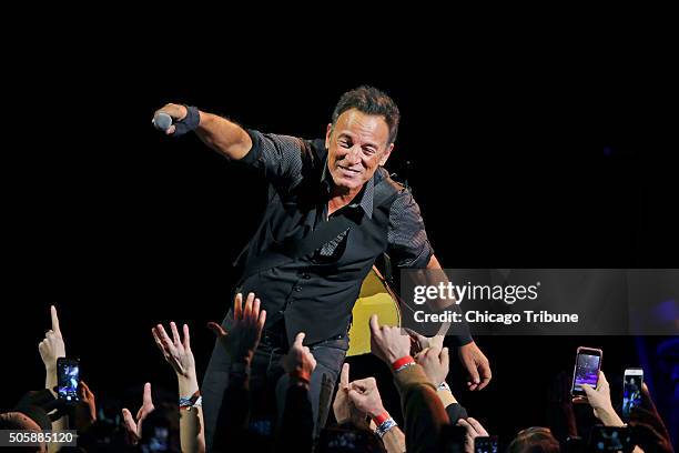 Bruce Springsteen and the E Street Band perform during their River Tour show at the United Center in Chicago on Tuesday, Jan. 19, 2016.