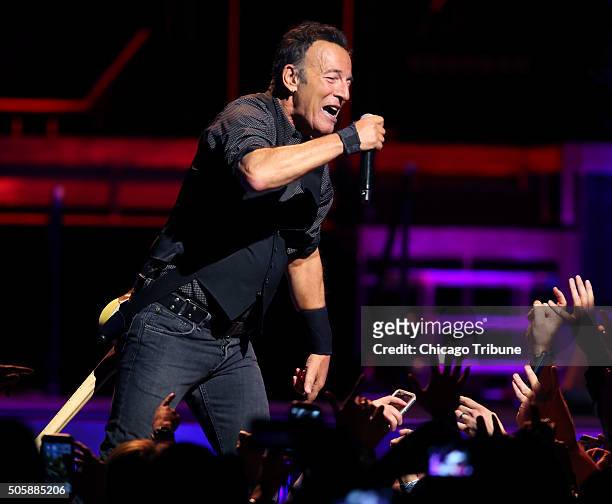 Bruce Springsteen and the E Street Band perform during their River Tour show at the United Center in Chicago on Tuesday, Jan. 19, 2016.