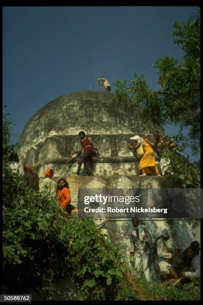 Incited Hindus rioting, re razing Muslim mosque, Babri Masjid , & erecting Hindu temple to god-king Rama.