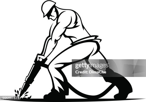 Worker with a jackhammer Worker with a jackhammer