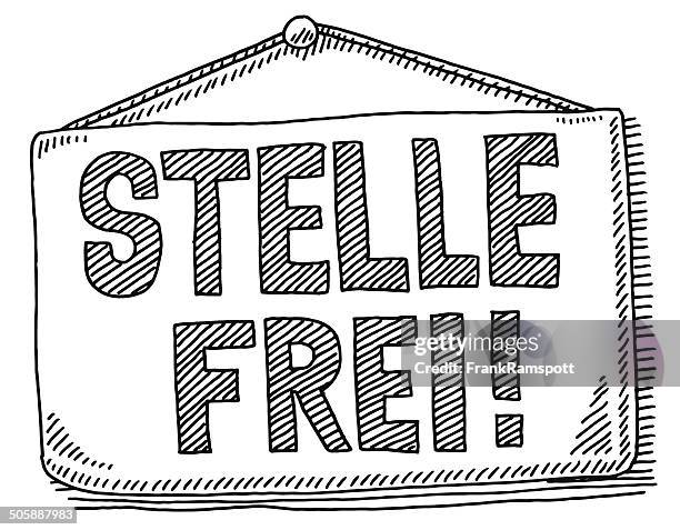 stelle frei job hiring hanging sign drawing - vacant or engaged sign stock illustrations