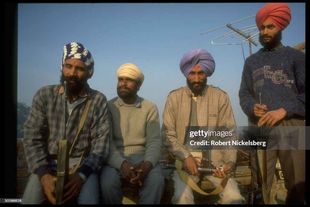 Armed anti-militant Sikhs manning post,