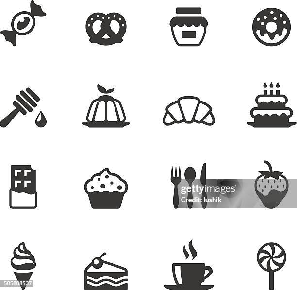 soulico icons - sweet food - french food icon stock illustrations